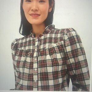 The Shirt by Rochelle Behrens EUC. Size M
Ivory plaid, Nicole shirt
